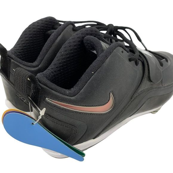 Rare Nike Football Sample Cleats NWOB Sz 9 Mixed Swoosh Colors Black 3120 Shoes - Picture 4 of 13